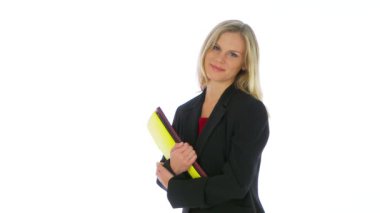 kameraya gülümseyen iş kadını