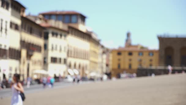 佛罗伦萨欧洲城市建筑的立面 皮蒂宫门前的长廊 — 图库视频影像