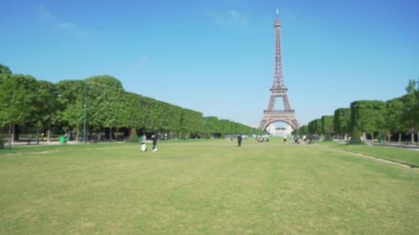 Vista Desenfocada Del Gran Campo Hierba Plana Marte París Francia — Vídeos de Stock