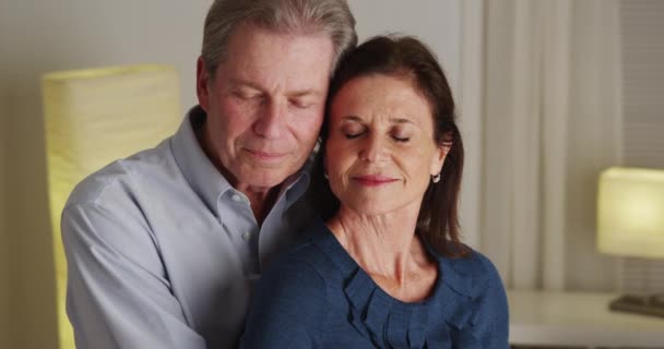 Elderly Couple Swaying Back Forth Living Room — Stock Video