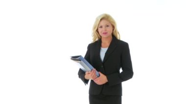 kameraya gülümseyen iş kadını