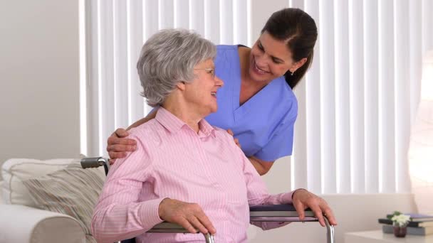 Senior Caregiver Checking Patient — Stock Video