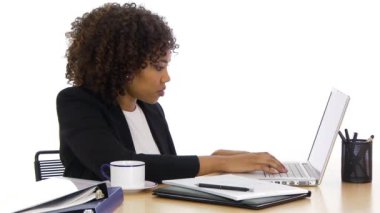 Dizüstü bilgisayarda çalışan iş kadını