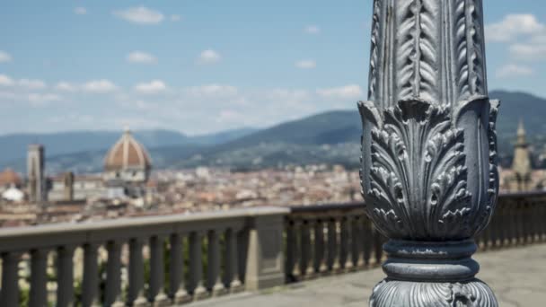 Utsikt Över Florens Italien Från San Miniato Med Lampstolpe Förgrunden — Stockvideo