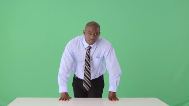 Confident African American Businessman Standing Arms Crossed — Stock Video