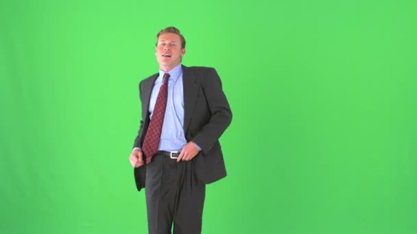 Empresário Dançando Greenscreen — Vídeo de Stock