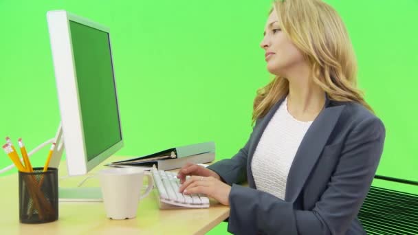 Bizneswoman Pracująca Komputerze — Wideo stockowe