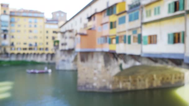 Sfocato Primo Piano Del Ponte Vecchio Sull Arno Firenze Ponte — Video Stock