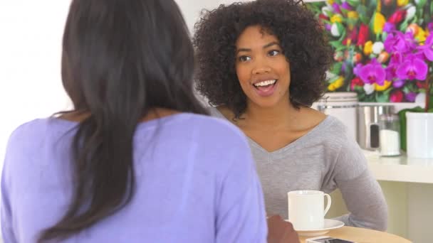 African American Woman Showing Engagement Ring Friend — Stock Video