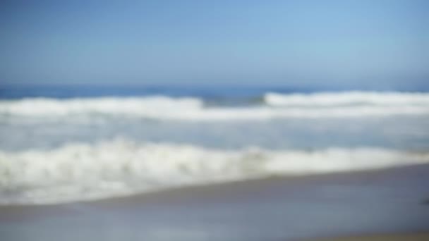 Dalgalar Yeşil Ekran Kroma Anahtarı Için Kaliforniya Sahilinin Sarı Kumlarında — Stok video