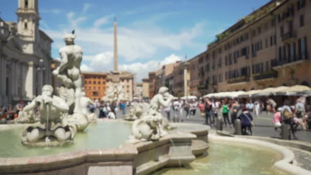 Talya Daki Piazza Navona Meydanı Ndaki Moor Çeşmesi Nin Bulanık — Stok video