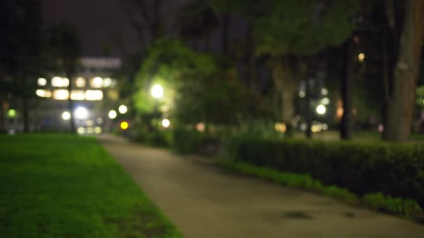 Placa Fundo Vídeo Borrada Caminho Vazio Parque Urbano Escuro Noite — Vídeo de Stock