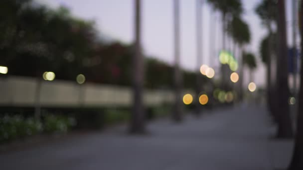 Фокусу Фонової Пластини Тротуару Лонг Біч Каліфорнія Вночі Blurry Video — стокове відео