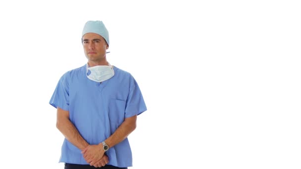 Προσωπογραφία Του Χειρουργού Μπλε Ποδιά — Αρχείο Βίντεο