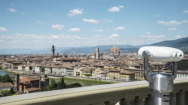 Blick Auf Florenz Italien Von San Miniato Mit Teleskop Vordergrund — Stockvideo
