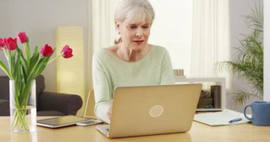 Güzel son sınıf öğrencisi dizüstü bilgisayar masası.