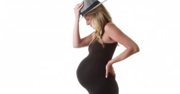Pregnant Woman Wearing Hat — Stock Video