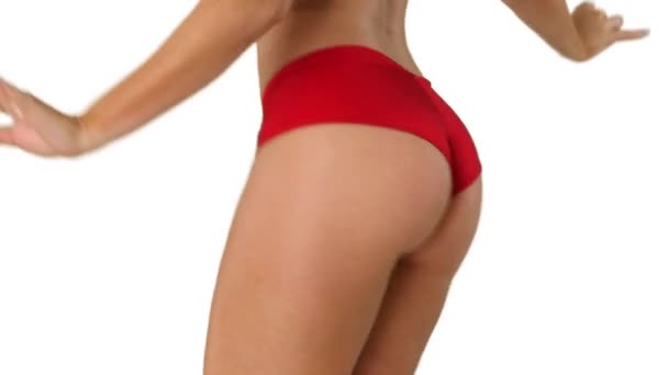 Closeup Sexy Woman Red Panties — Stock Video