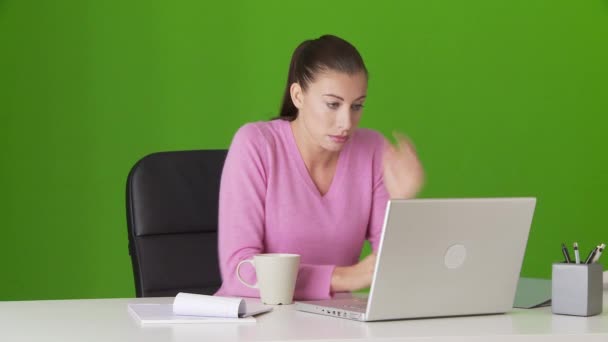 Молодая Бизнесвумен Работающая Компьютером — стоковое видео