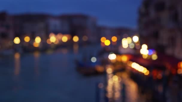 Бокі Застрелив Великий Канал Венеціанський Цитарний Ландшафт Вночі Гарячі Вогні — стокове відео