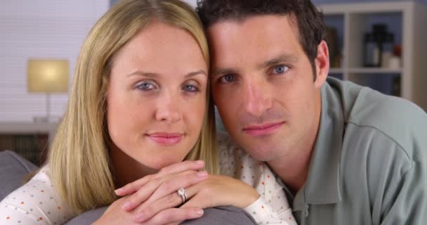 Portrait Couple Lying Couch — Stock Video