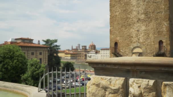 Pozadí Středověké Věže Města Florencie Itálie Kamenná Zeď Před Starou — Stock video