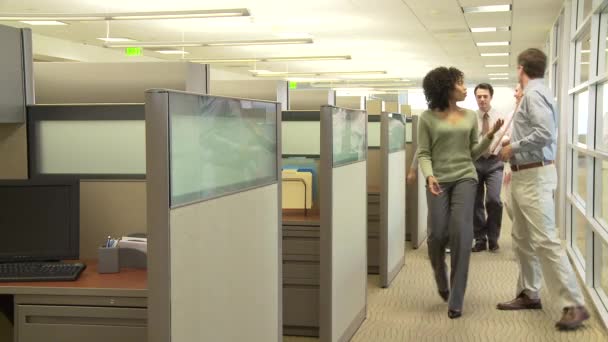 Young Business Colleagues Walking Office Setting — Stock Video