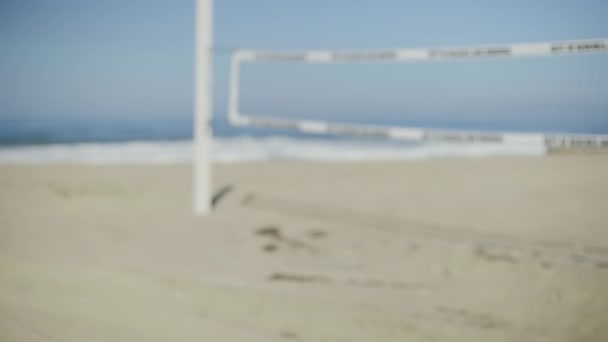 Empty Volleyball Field Beach Summer Day Defocused Background Plate Volley — Stock Video