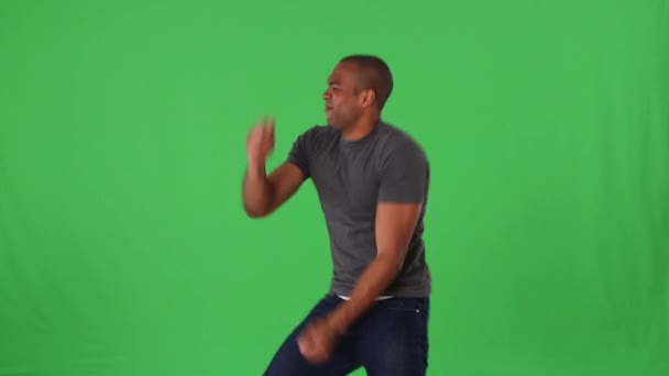 Young Man Jeans Shirt Dancing — Stock Video