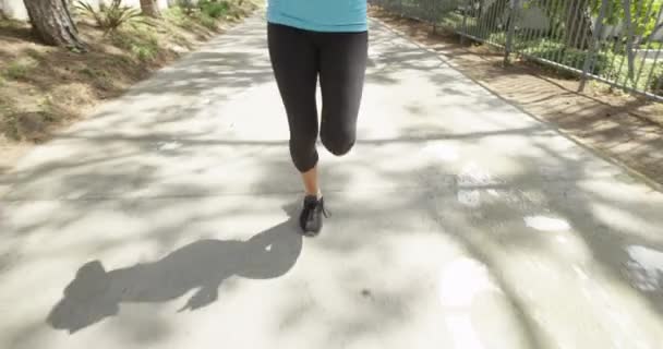 Szczęśliwa Młoda Kobieta Biegnie Ścieżką — Wideo stockowe