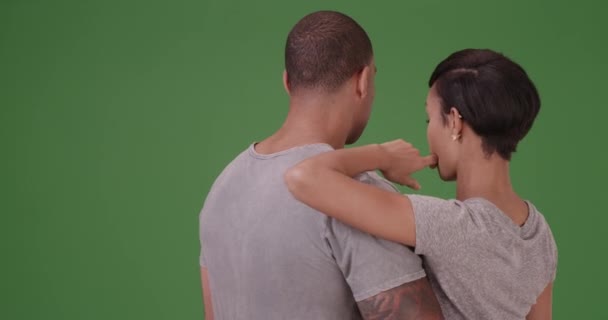 Couple Afro Américain Embrasse Sur Écran Vert Sur Écran Vert — Video