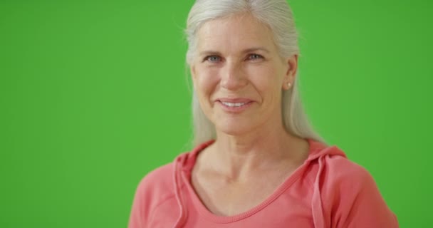 Starsza Kobieta Zielonym Ekranie Zielonym Ekranie Klucza Lub Kompozycji — Wideo stockowe
