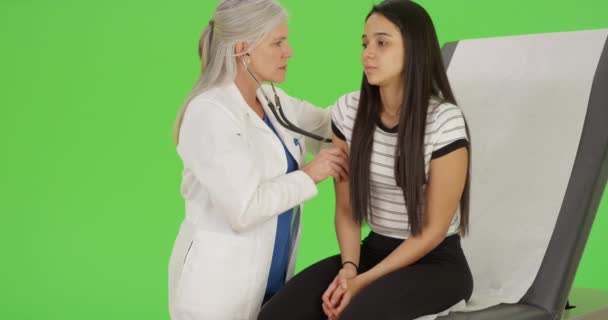 Young Girl Receives Her Check Medial Professional Green Screen Green — Stock Video