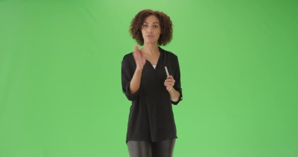 Bin Yıllık Afro Amerikan Bir Öğretmen Yeşil Ekran Hakkında Bir — Stok video