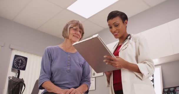 Wanita Dewasa Yang Sehat Menerima Kabar Baik Dari Dokter — Stok Video