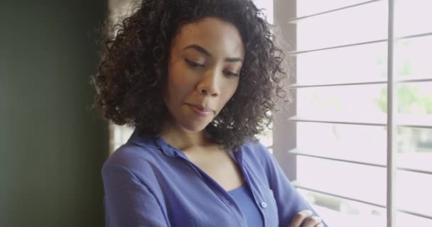 Attractive African Woman Looking Camera — Stock Video