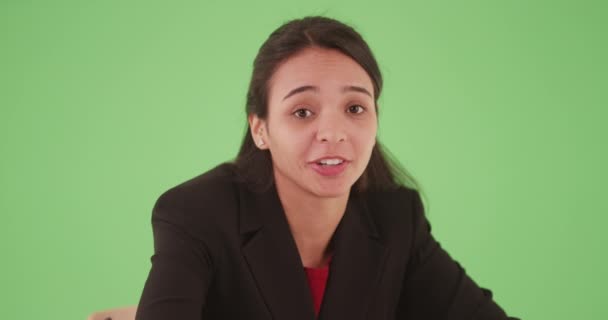 Video Chat Llamada Por Skype Con Feliz Mujer Negocios Hispana — Vídeo de stock