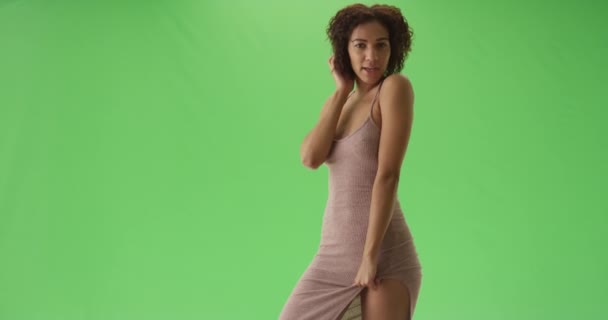 Americancă Africană Milenară Dansează Senzual Ecranul Verde Ecranul Verde Pentru — Videoclip de stoc