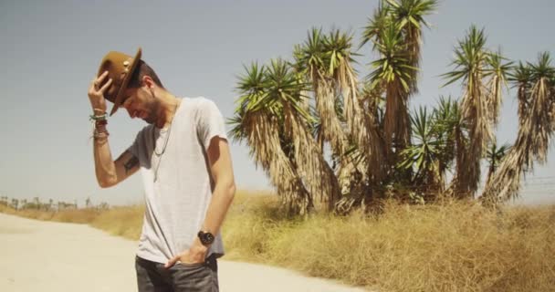 Handsome Hispanic Man Standing Outdoors Smiling — Stock Video