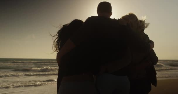 Indah Kelompok Teman Teman Menonton Matahari Terbenam Bersama Sama — Stok Video
