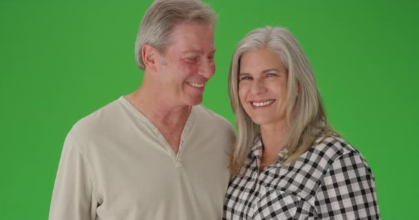 Schönes Weißes Seniorenpaar Lächelt Zusammen — Stockvideo