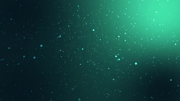 Animated Dark Teal Blue Glowing Background Floating Light Particles — Vídeo de stock