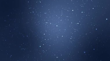 Işıl ışıl parçacıklarla canlandırılmış koyu mavi yıldızlı gece arkaplanı.