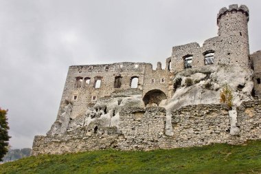 Polonya 'nın Jura şehrinde ortaçağ Polonya kalesi Ogrodzieniec