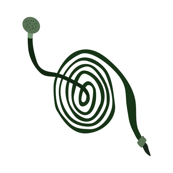 Tuinslang. Tuingereedschap. Groene rubberen buis. Geïsoleerde vectorillustratie op witte achtergrond. — Stockvector