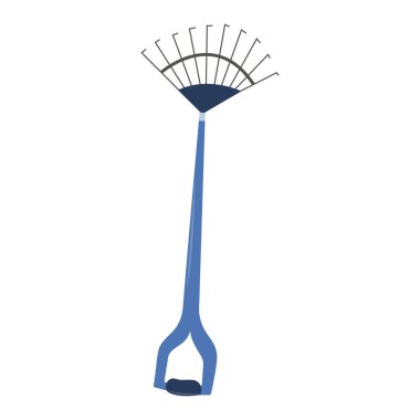 Bahçe tırmığı tarım aracı. Temizlik ekipmanları. Beyaz arkaplanda izole vektör illüstrasyonu.