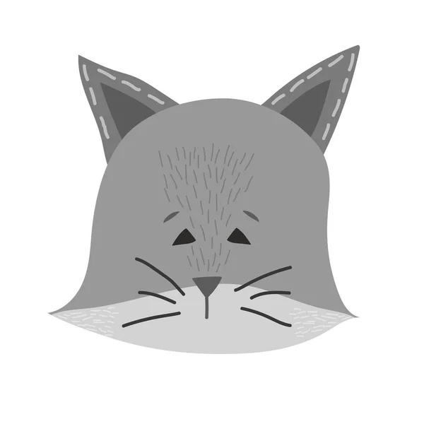 Bonita cara de mapache. Diseño animal sobre fondo blanco. Ilustración vectorial plana. — Vector de stock