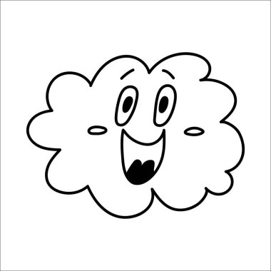 Mutlu karalama çizimleri. Sevimli gülümseyen yüzüyle el çizimi eğlenceli bulut