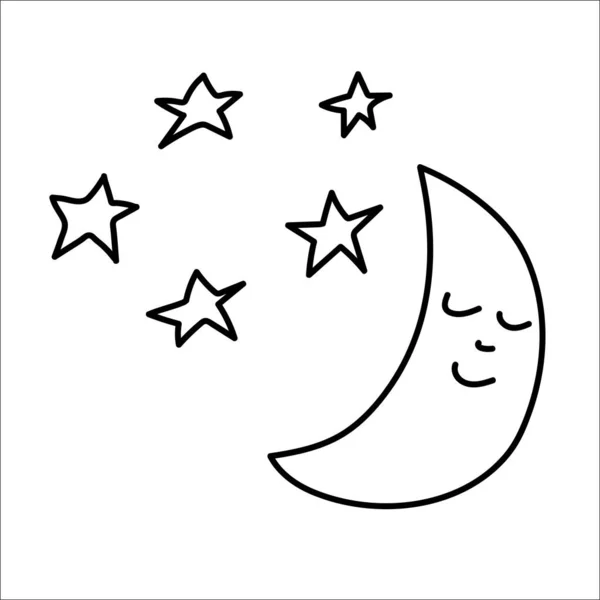 Luna Estrellas Garabatean Dibujo Mano Ilustración Del Tiempo Luna Con — Archivo Imágenes Vectoriales