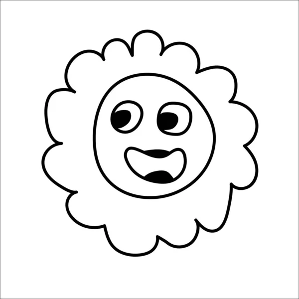 Szczęśliwe Słońce Otwartymi Ustami Ilustracji Doodle Ręcznie Rysowane Słońce Uśmiechniętą — Wektor stockowy